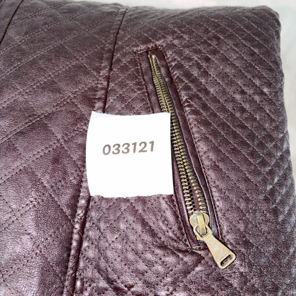 GUESS Los Angeles Women's Faux Leather Moto Jacket Dark Brown Size‎ XL NWT Chic